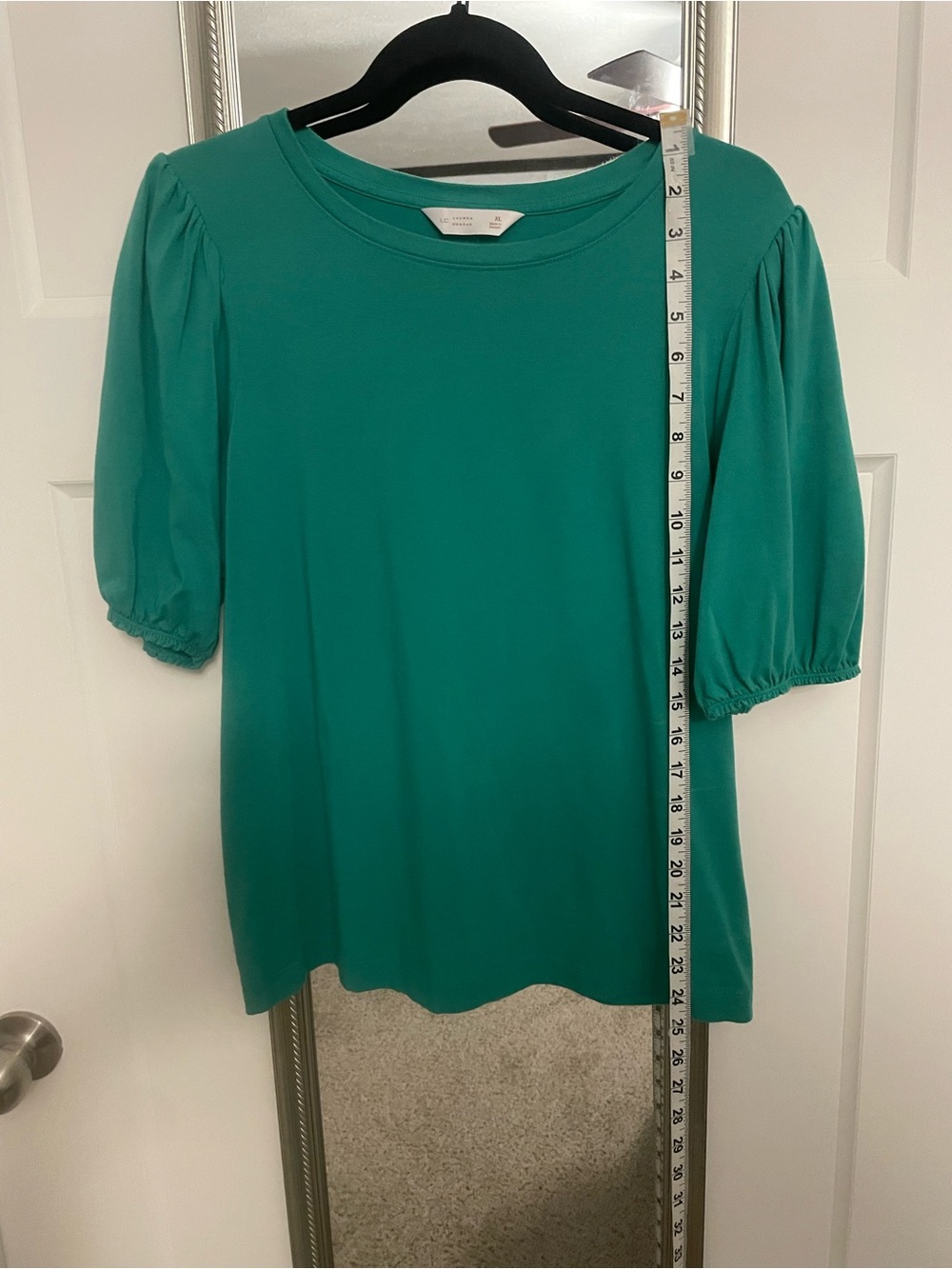 LC Lauren Conrad Women's Puff Sleeve Crewneck Top